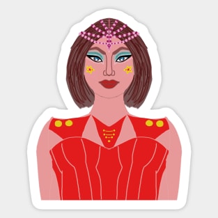 Space Girl with Stars & Makeup Sticker